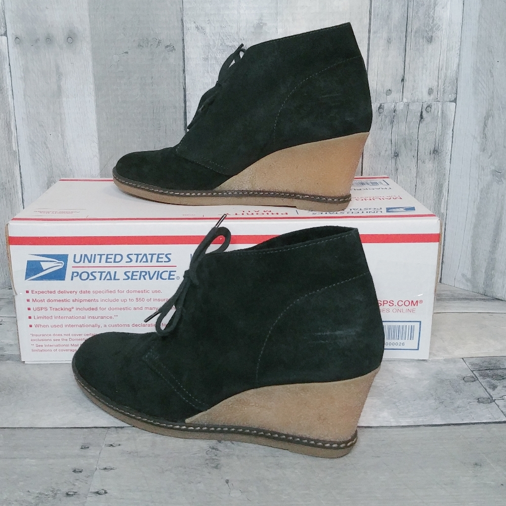J Crew Womens Black Suede Lace Up Ankle Boot Shoe